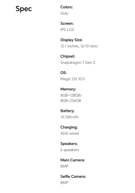 Honor Pad 20 được trang bị chip mạnh mẽ