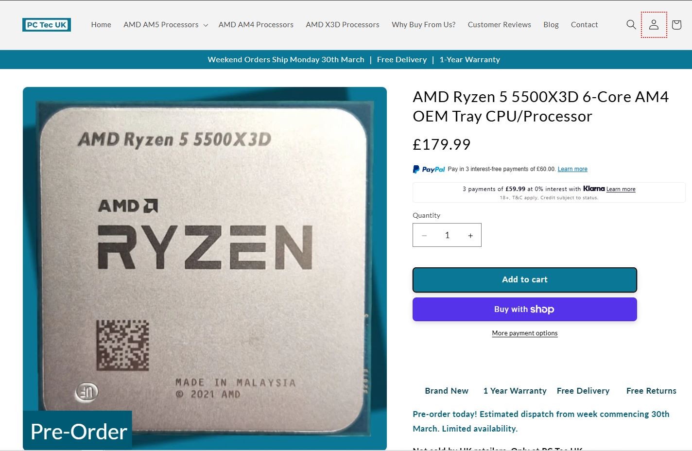 Chip AMD Ryzen 5 5500X3D