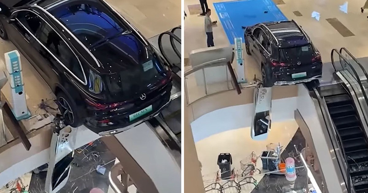 Tai Nạn Đáng Tiếc Tại Trung Tâm Thương Mại: Chiếc Mercedes GLC 350L Gần Như Rơi Xuống Tầng Dưới