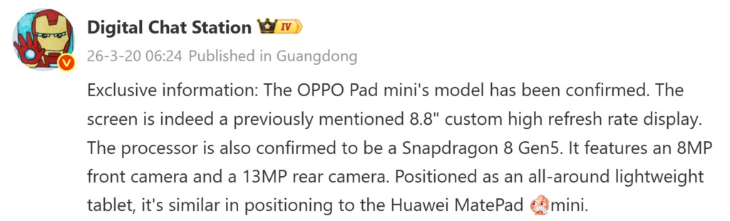 Khám Phá OPPO Pad Mini với chip Snapdragon 8 Gen 5 Khám Phá OPPO Pad Mini với chip Snapdragon 8 Gen 5